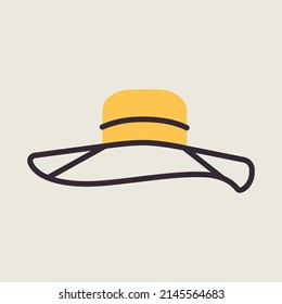 Icono aislado del vector del sombrero de verano femenino. Chica gorra de sol en la playa. Señal de verano. Símbolo gráfico del sitio web de viajes y turismo y diseño de aplicaciones, logotipo, aplicación, interfaz de usuario