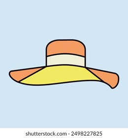 Icono aislado del Vector del sombrero del verano de la mujer. Sombrero de la playa de la muchacha. Signo de verano. Símbolo del gráfico para el diseño del Sitio web y de los App del viaje y del turismo, logotipo, App, UI