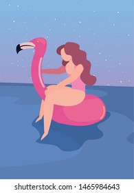 woman summer time vacations design