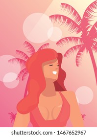woman summer time vacations design