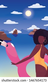 woman summer time vacations design
