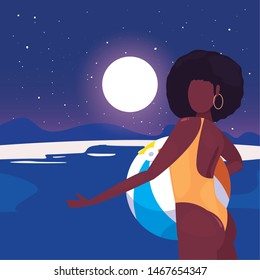 woman summer time vacations design