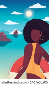 woman summer time vacations design