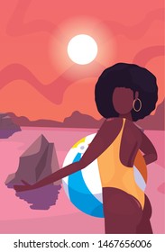 woman summer time vacations design