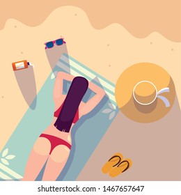 woman summer time vacations design