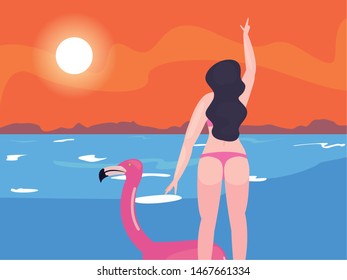 woman summer time vacations design