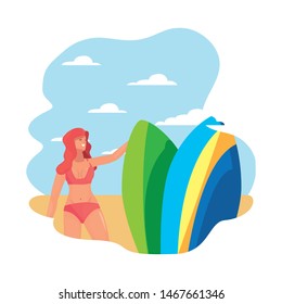 woman summer time vacations design