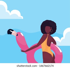 woman summer time vacations design