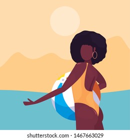 woman summer time vacations design