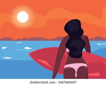woman summer time vacations design