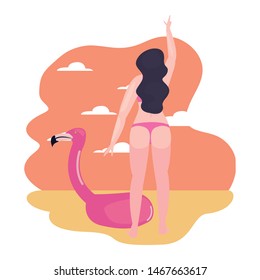 woman summer time vacations design