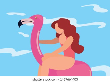 woman summer time vacations design
