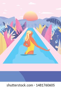 woman summer time vacations design