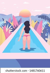 woman summer time vacations design