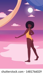 woman summer time vacations design