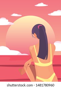 woman summer time vacations design