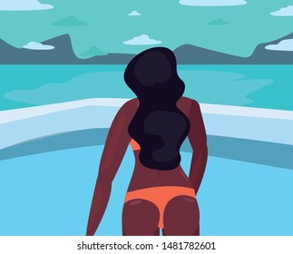 woman summer time vacations design