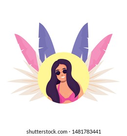woman summer time vacations design
