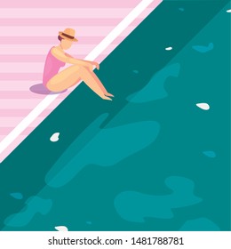 woman summer time vacations design