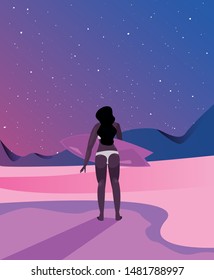 woman summer time vacations design