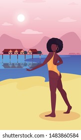 woman summer time vacations design