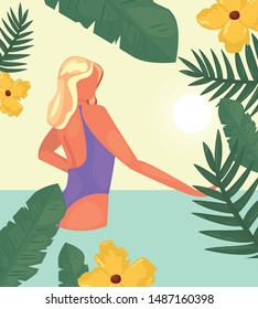 woman summer time vacations design