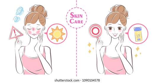 woman with sun protection concept in the summer