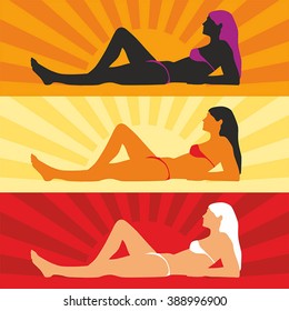 Woman in the sun. Simple vector.