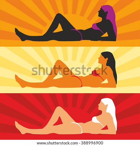 Woman in the sun. Simple vector.