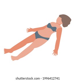 Woman is sunbathing icon. Isometric of Woman is sunbathing vector icon for web design isolated on white background