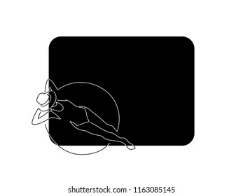 Woman sunbathing line drawing, vector illustration design. People collection.