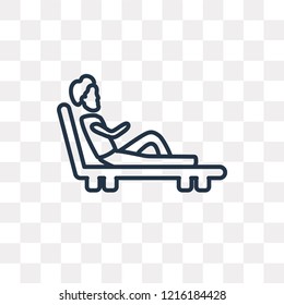 Woman Sunbathing vector outline icon isolated on transparent background, high quality linear Woman Sunbathing transparency concept can be used web and mobile