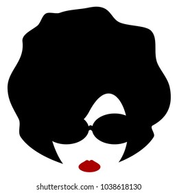 woman with sunglasses and bushy hair