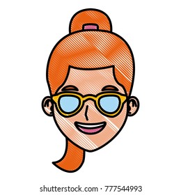 Woman with sunglasses cartoon