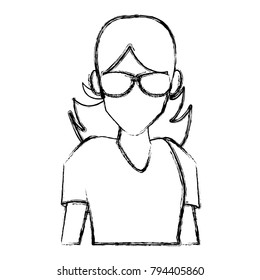Woman with sunglasses cartoon