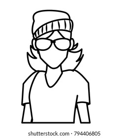 Woman with sunglasses cartoon