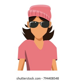 Woman with sunglasses cartoon