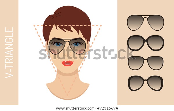 Woman Sunglasses Shapes Vtriangle Women Face Stock Vector (Royalty Free ...