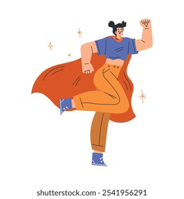 Personagem de super-herói mulher vestindo o manto têm a ilustração do vetor de super poder