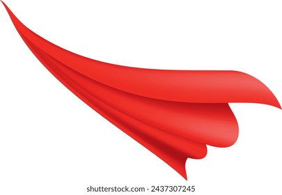 Woman superhero silhouette costume element. Scarlet fabric silk cloak. Mantle costume or cover cartoon vector illustration