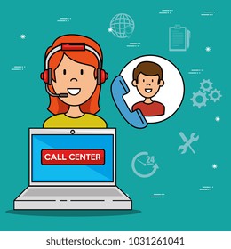 Woman Support Call center phone service