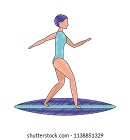 woman in surfboard avatar character