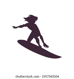 woman surfing on white background