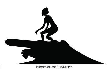 Woman surfing  silhouette - Shutterstock ID 429885442