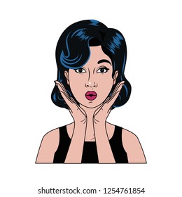 woman with surprise face avatar character