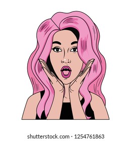 woman with surprise face avatar character