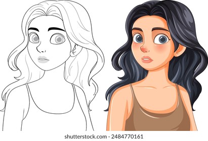 A woman with a surprised expression