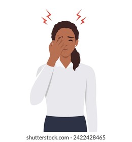 woman surprised with hand on head for mistake, woman forgot something with hand on her head. Flat vector illustration isolated on white background
