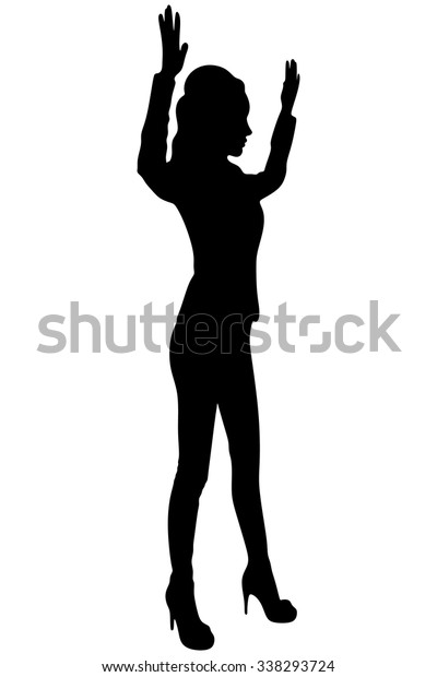 Woman Surrendering Both Hands Raised Air Stock Vector (Royalty Free ...