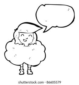woman surrounded by cloud